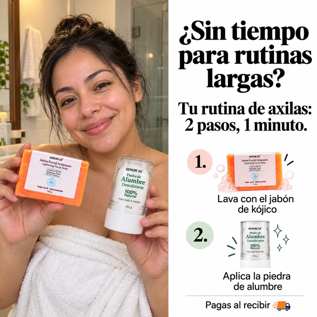 Rutina de axilas en 2 pasos: jabón de kójico y piedra de alumbre